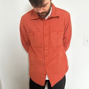 Onia Brushed Flannel Overshirt in Burnt Orange
